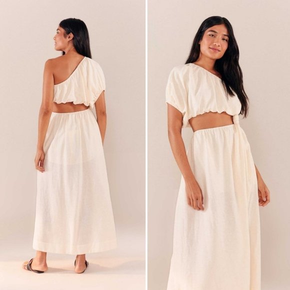 NWT! FARM Rio Off-White One Shoulder bridal resort Dress Size Medium - Picture 6 of 13